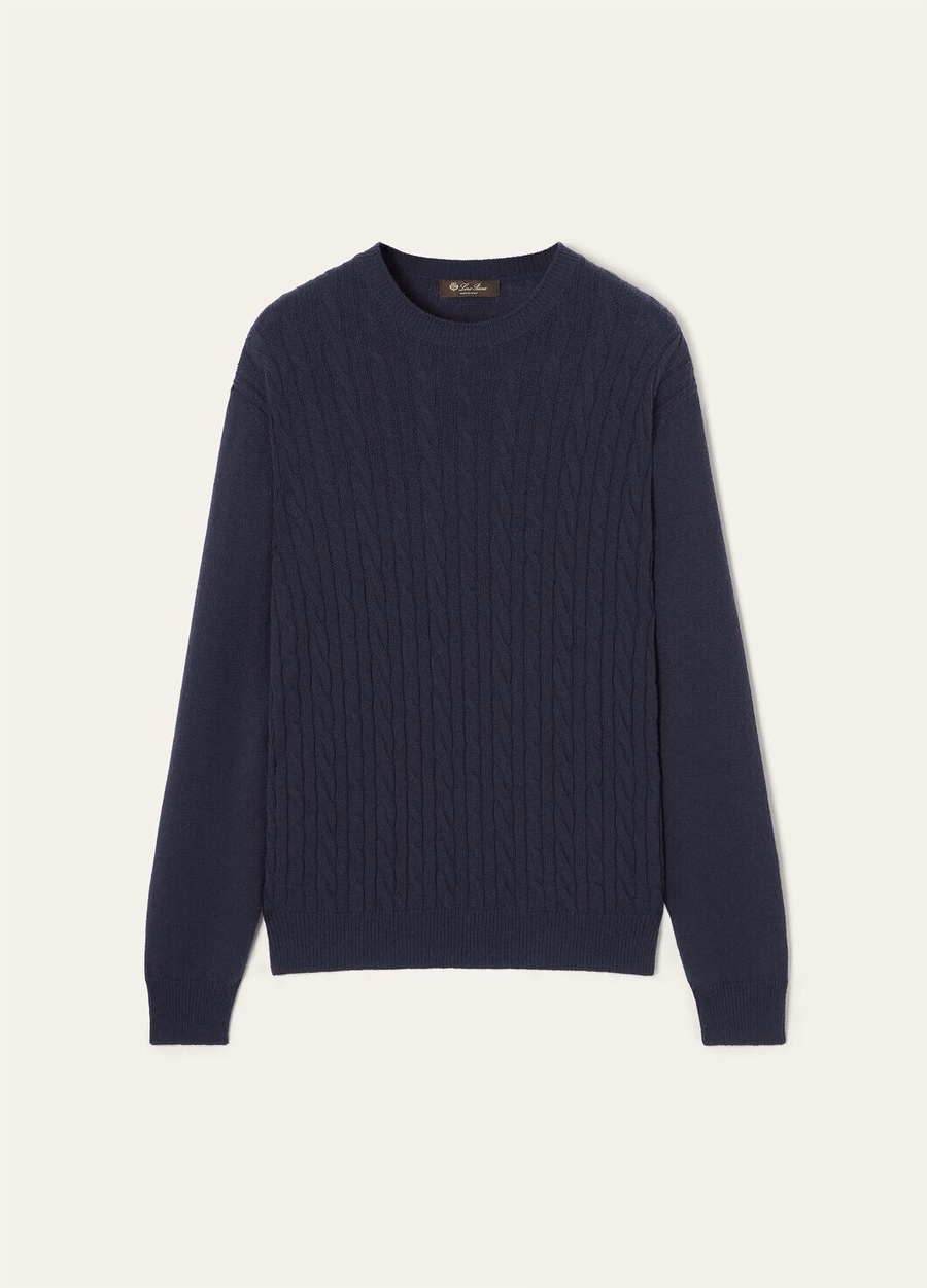 Lenno Cashmere Crewneck Azul Marinho
