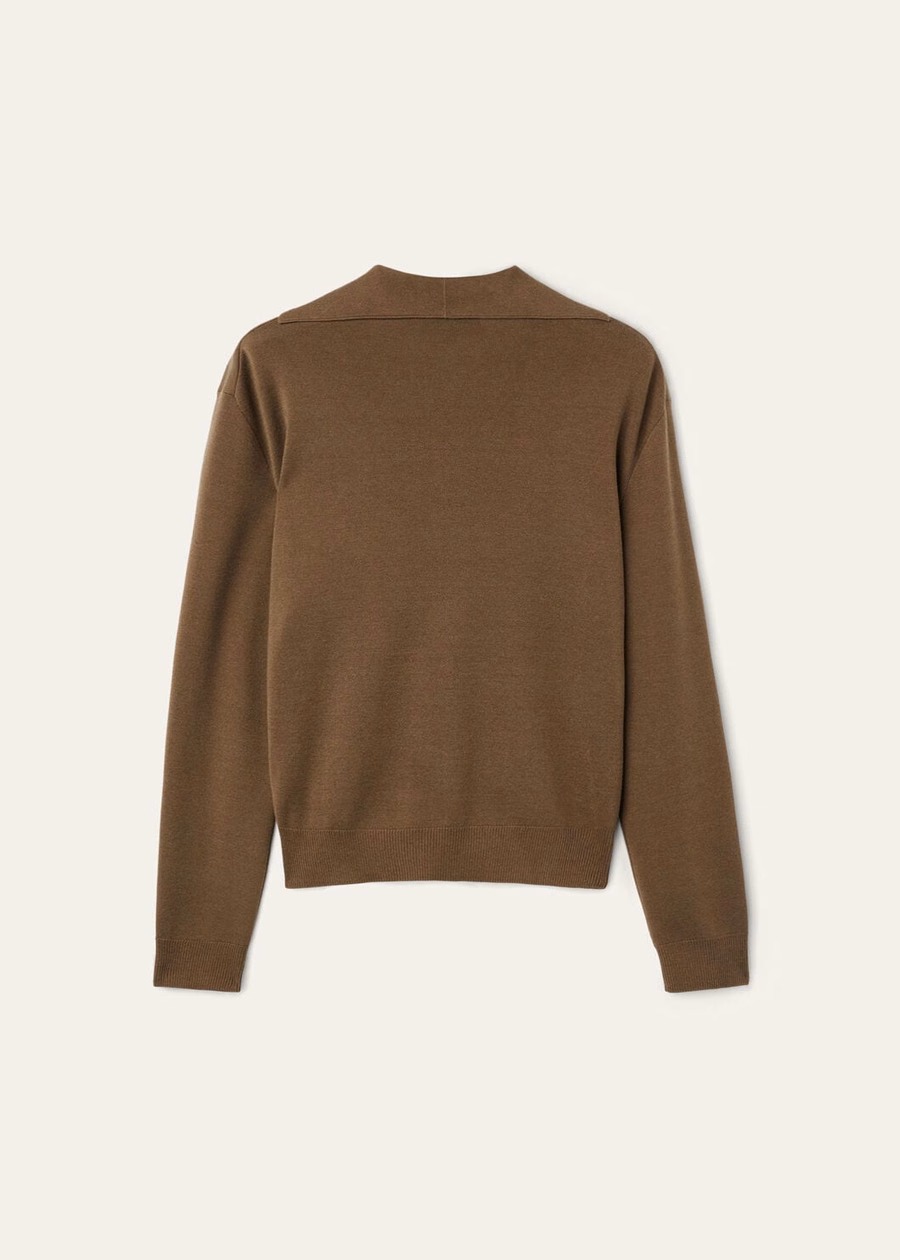 Camisa polo Siena em algodão e seda na cor Tawny Bark