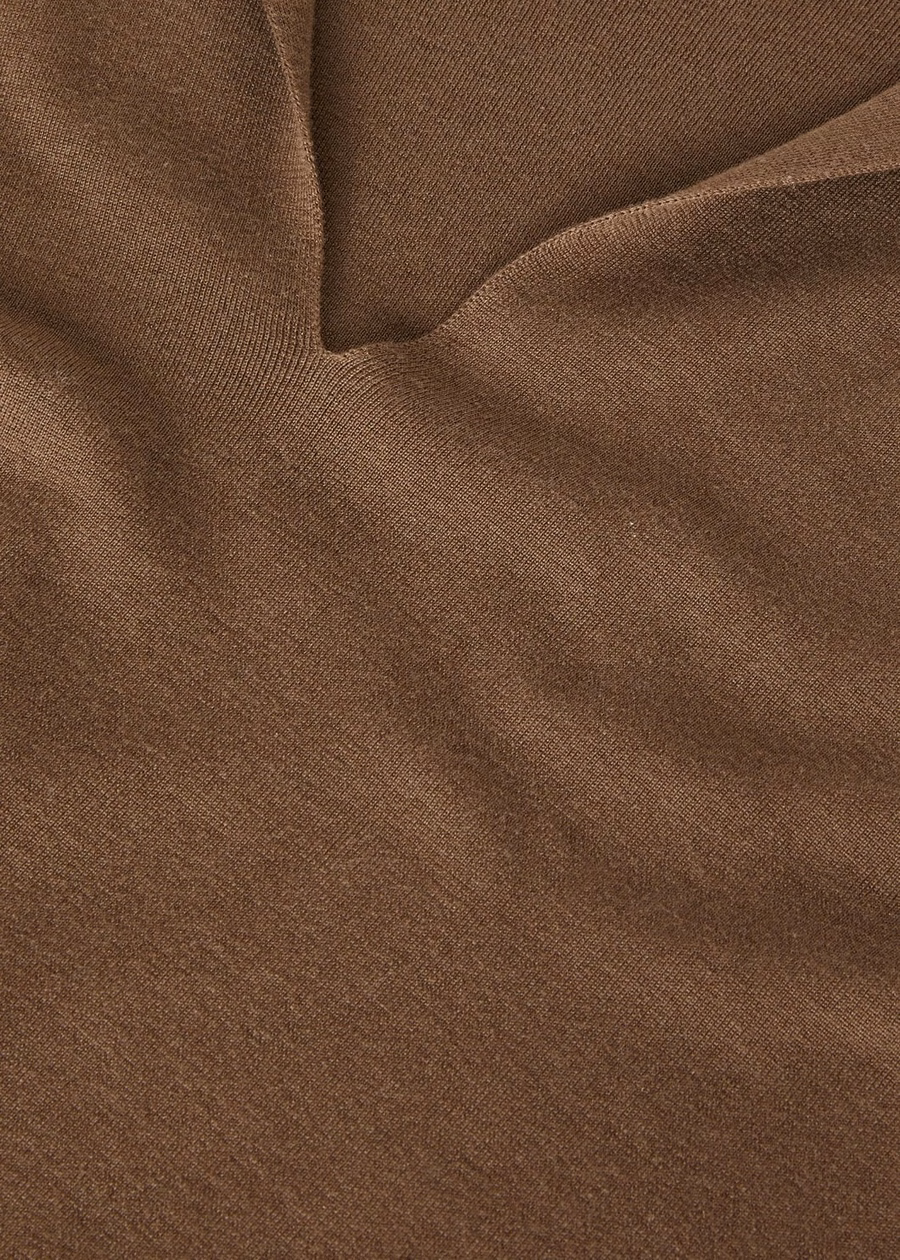 Camisa polo Siena em algodão e seda na cor Tawny Bark