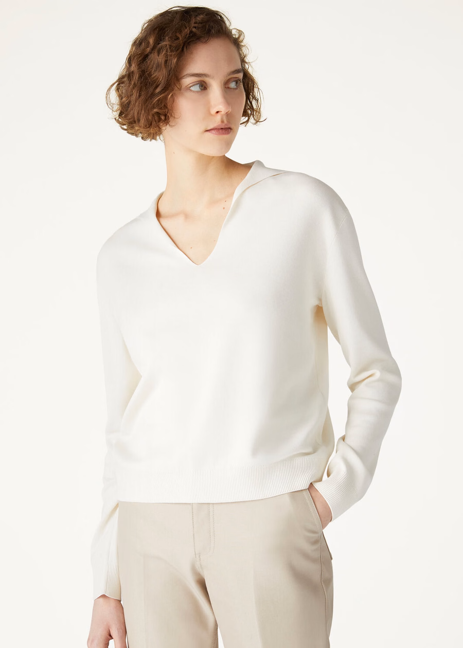 Camisa polo Siena de algodão, seda e espelta