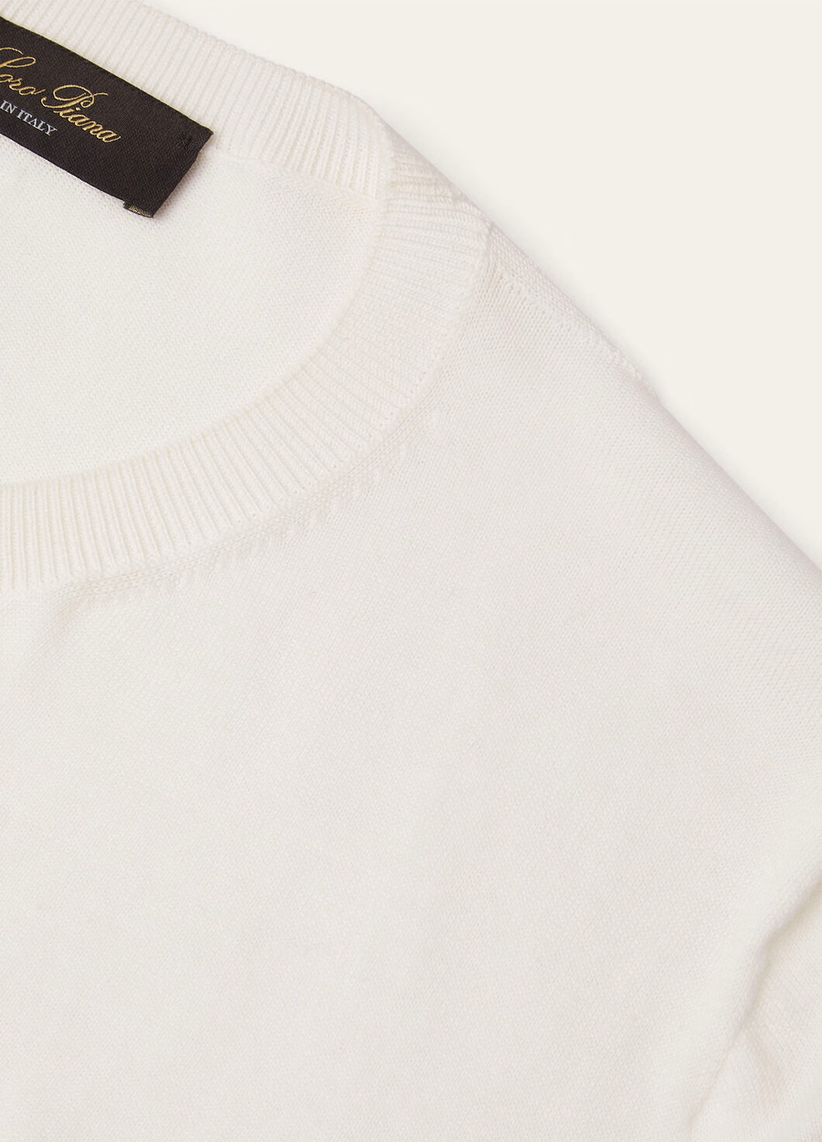 Camiseta de gola redonda Angera, algodão branco.