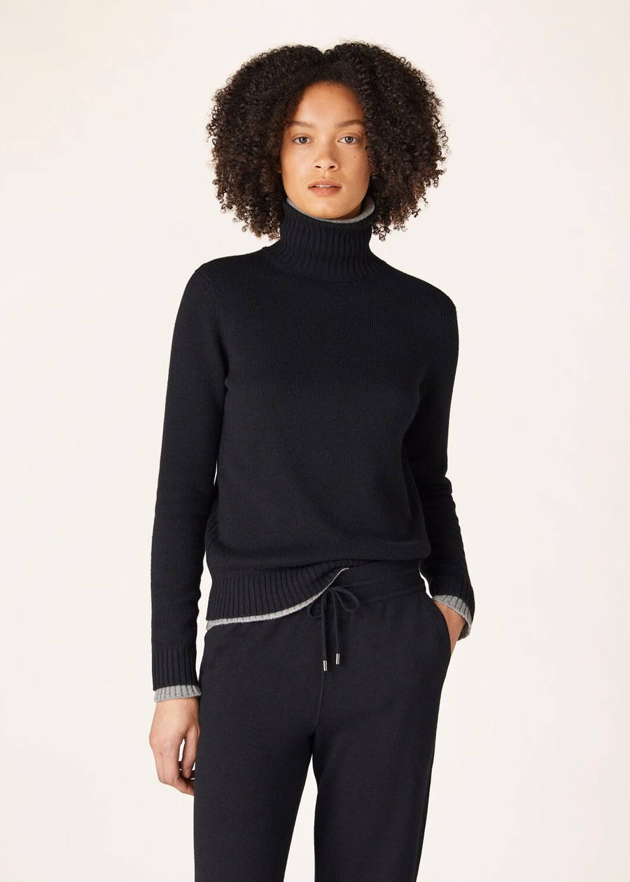 Camisa de gola alta Parksville Baby Cashmere Preta