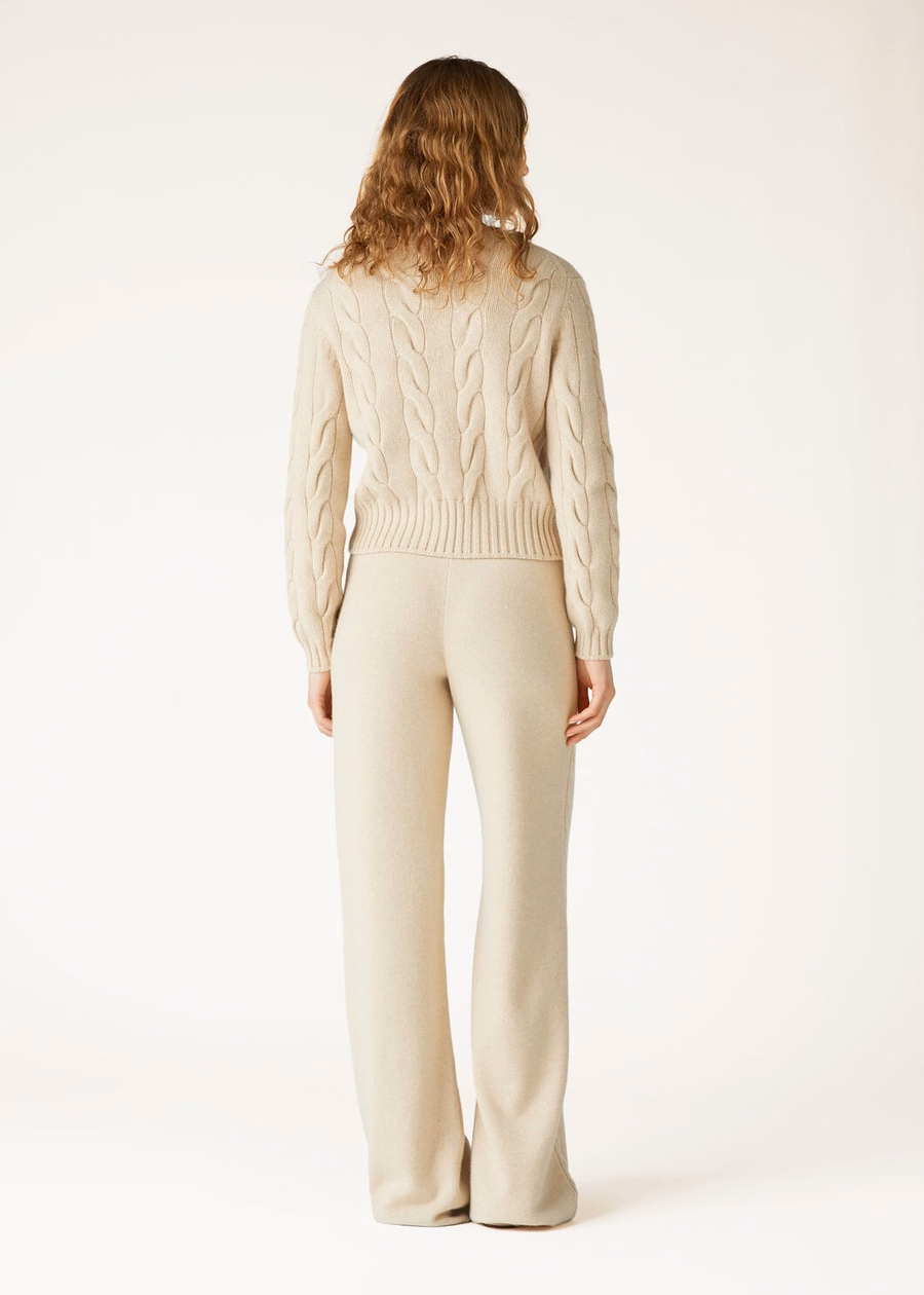 Camisola de gola redonda Napier Baby Cashmere Coarsehair® Creme Cashmere Melange