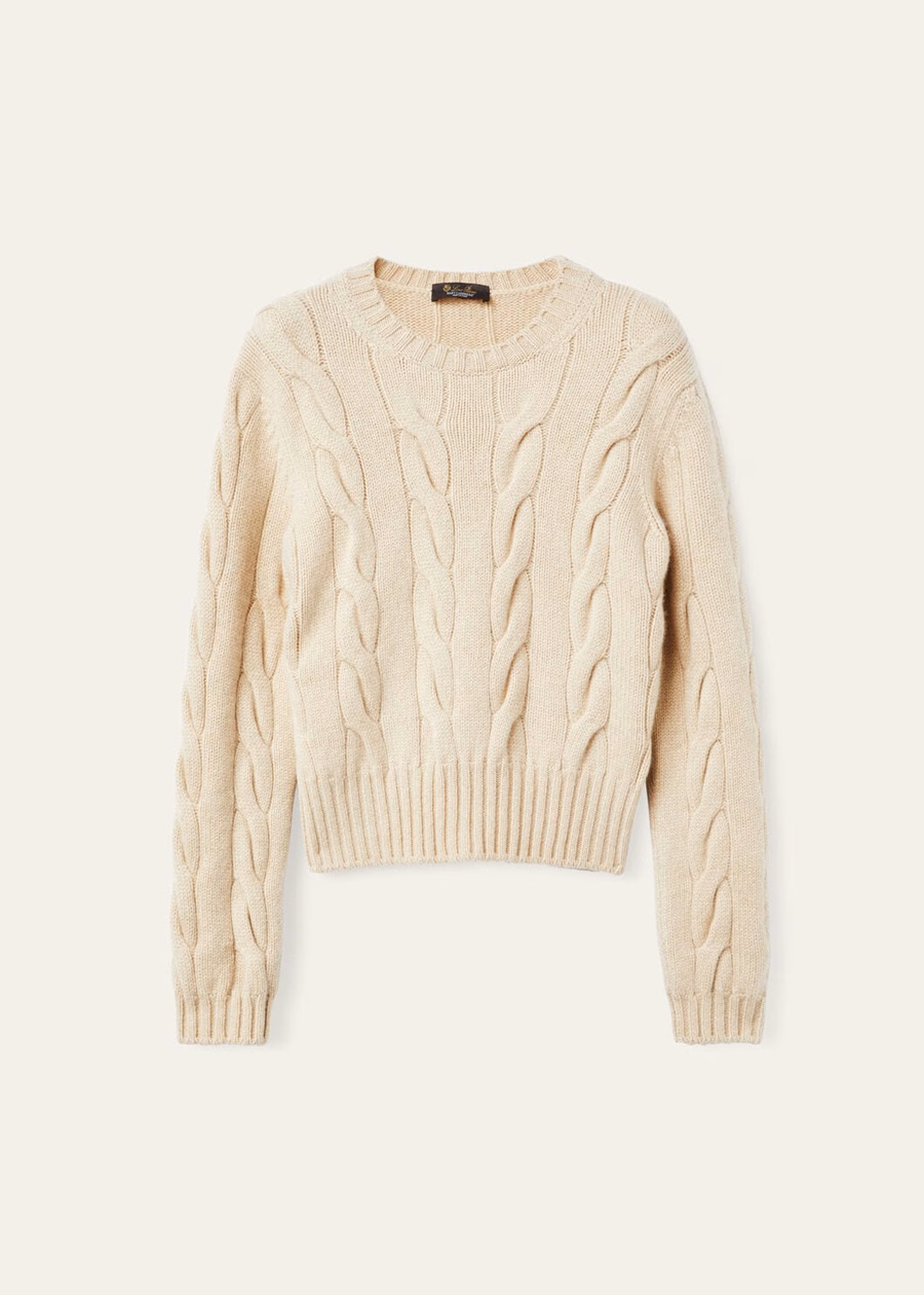 Camisola de gola redonda Napier Baby Cashmere Coarsehair® Creme Cashmere Melange