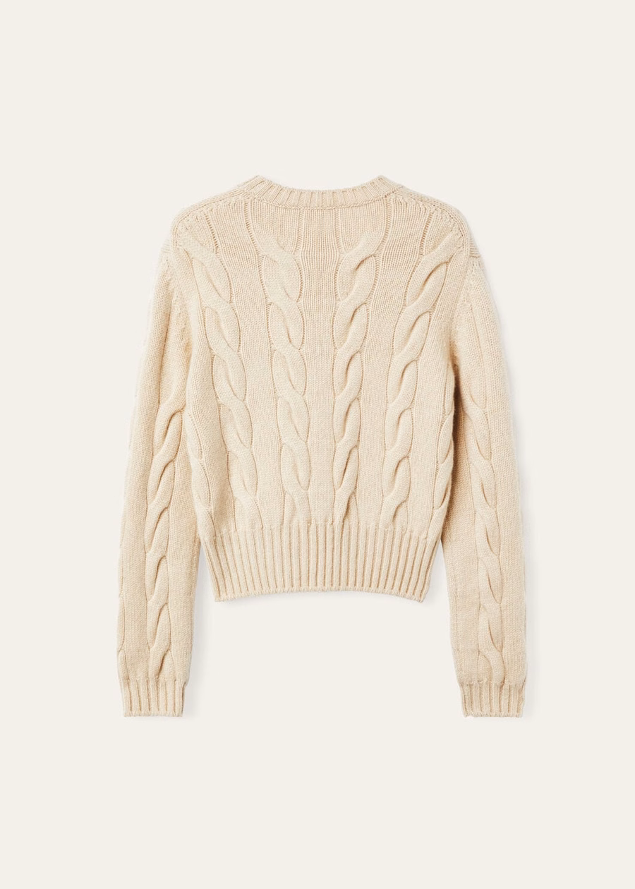 Camisola de gola redonda Napier Baby Cashmere Coarsehair® Creme Cashmere Melange