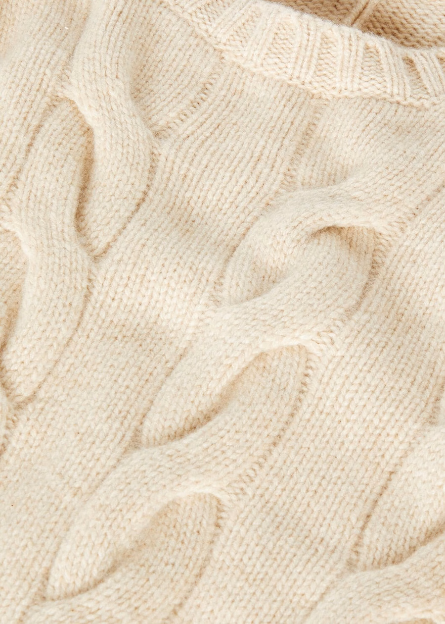 Camisola de gola redonda Napier Baby Cashmere Coarsehair® Creme Cashmere Melange