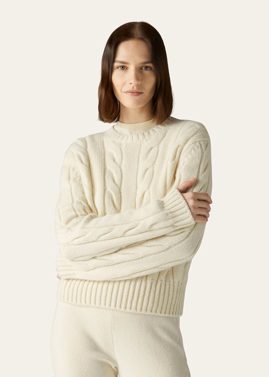 Napier Crewneck Baby Cashmere Coarsehair® Branco Neve