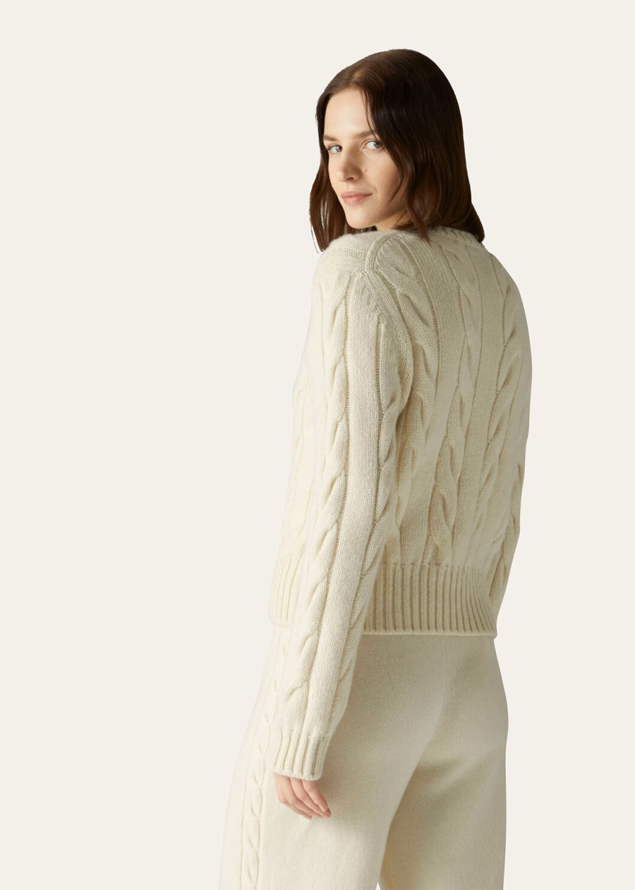 Napier Crewneck Baby Cashmere Coarsehair® Branco Neve