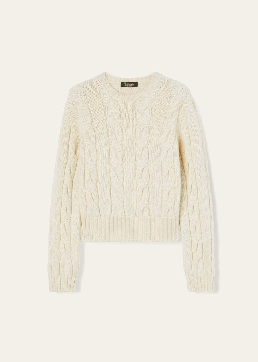 Napier Crewneck Baby Cashmere Coarsehair® Branco Neve