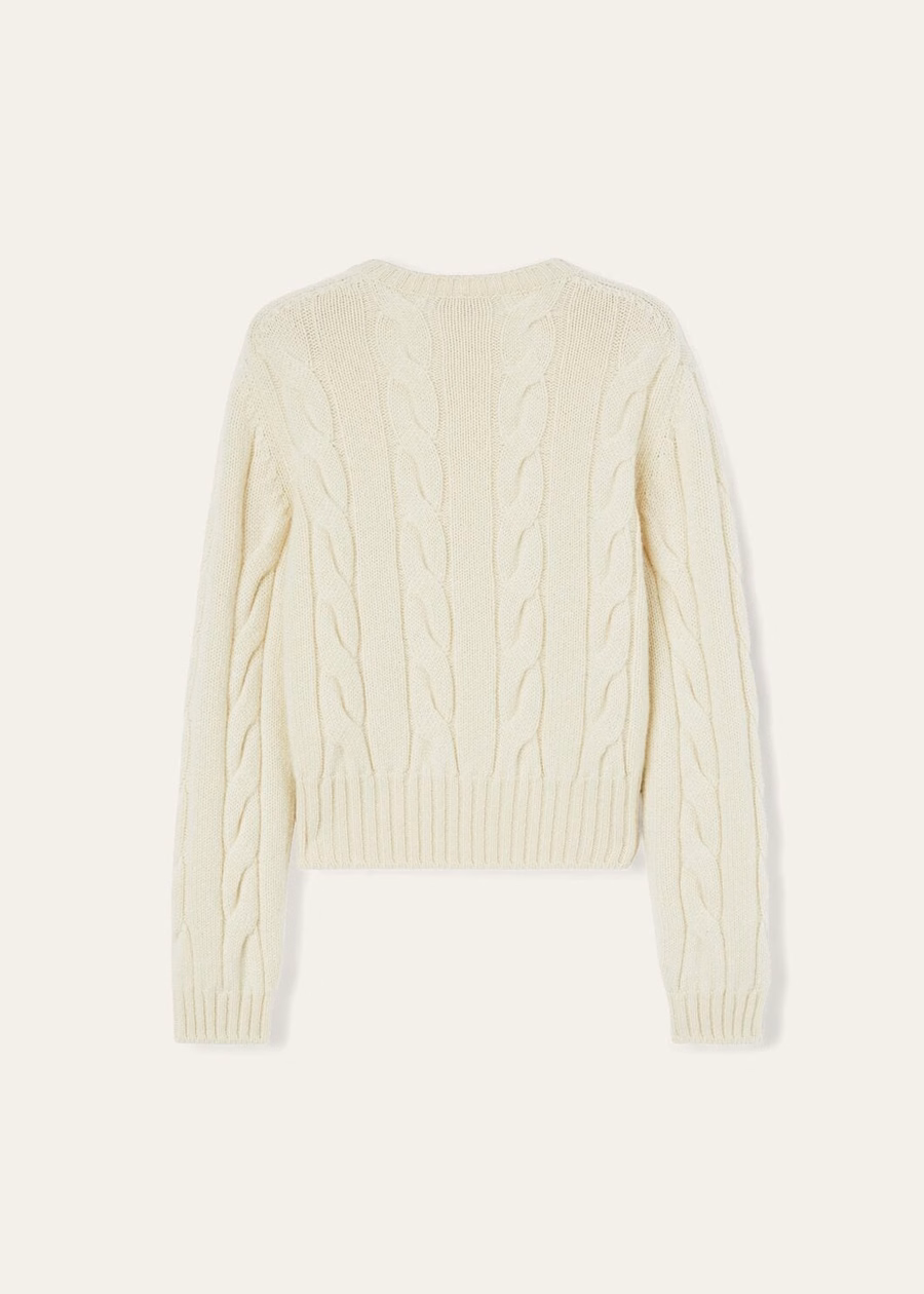 Napier Crewneck Baby Cashmere Coarsehair® Branco Neve