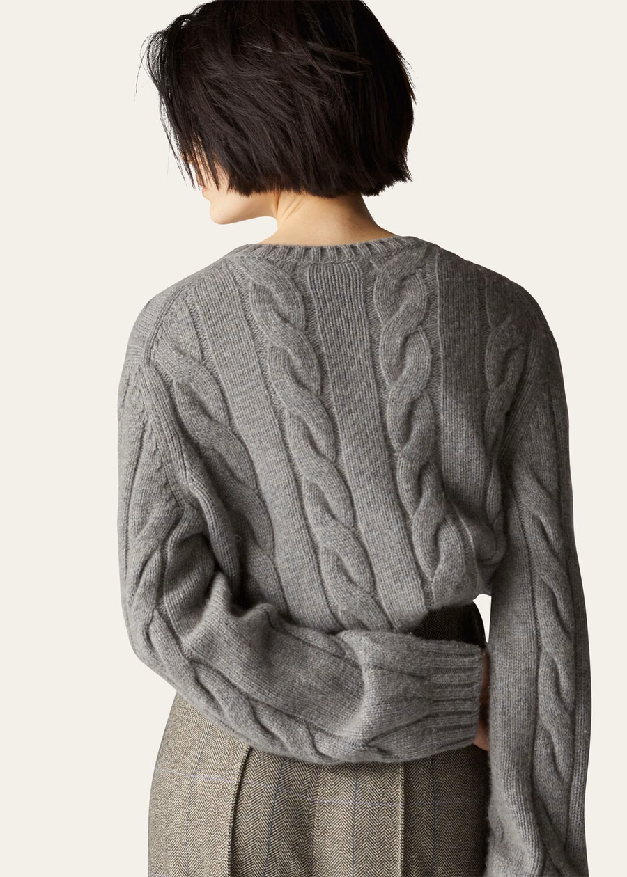 Napier Crewneck Baby Cashmere Coarsehair® Cayenne Melange/Mar do Norte