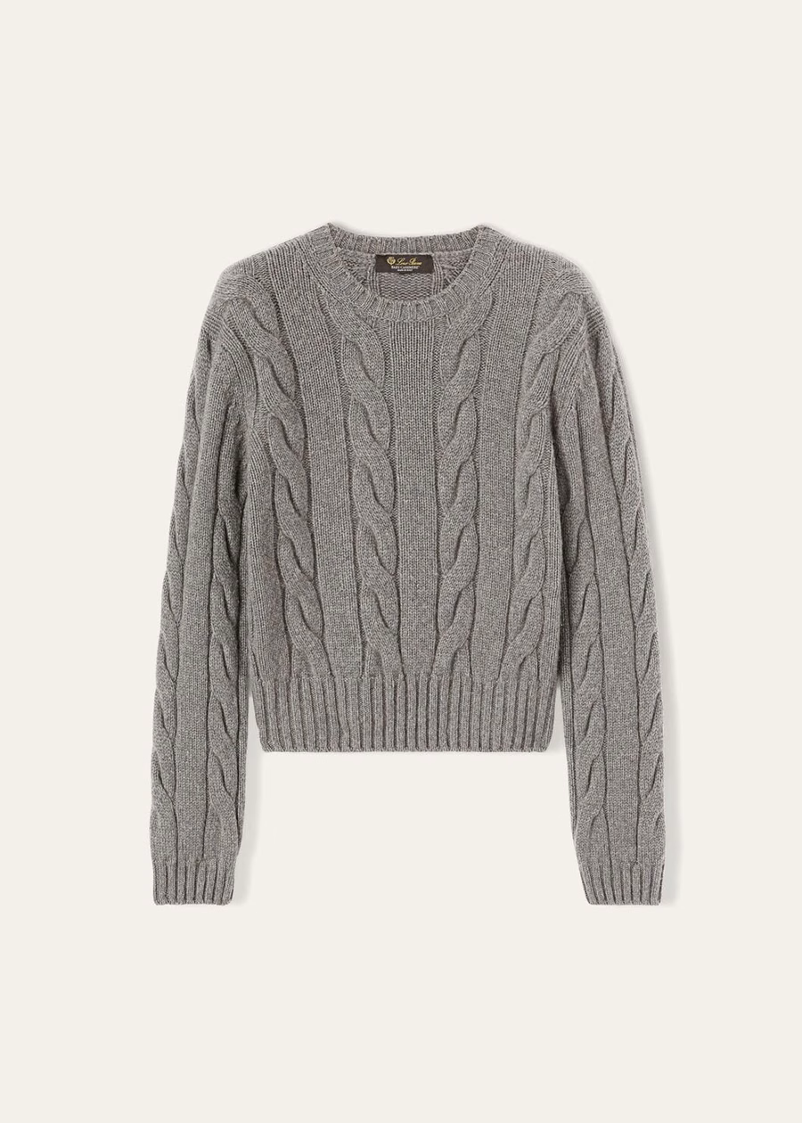 Napier Crewneck Baby Cashmere Coarsehair® Cayenne Melange/Mar do Norte