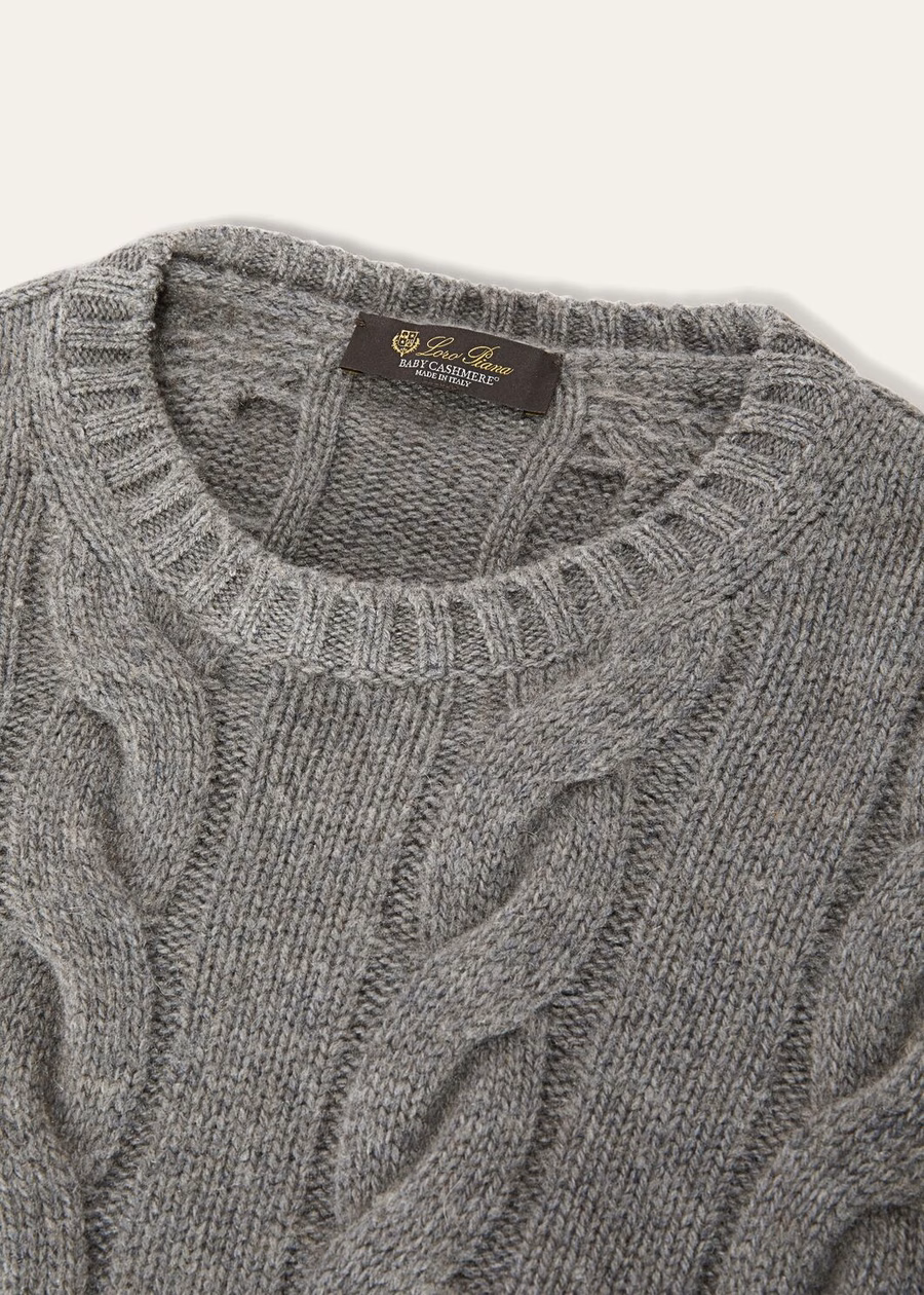 Napier Crewneck Baby Cashmere Coarsehair® Cayenne Melange/Mar do Norte