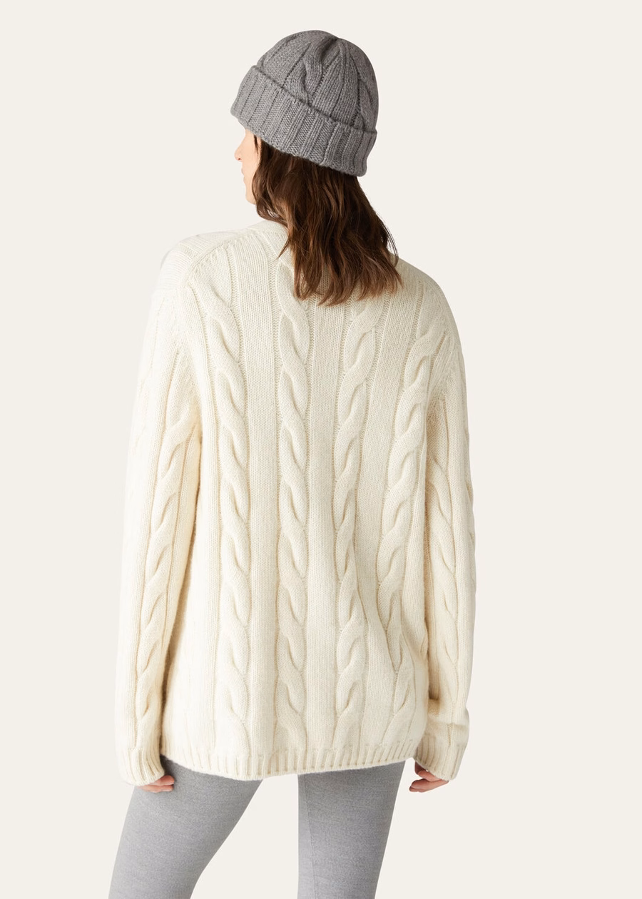 Cardigã Napier Baby Cashmere Coarsehair® Branco Neve