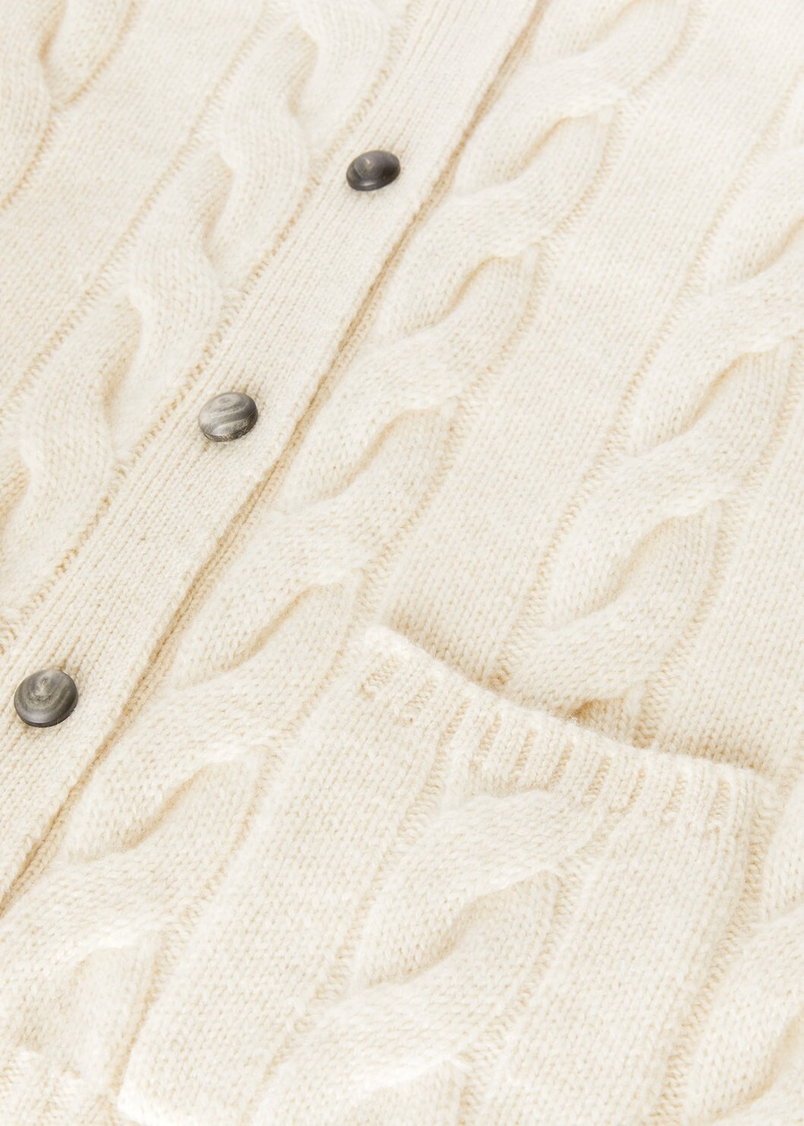 Cardigã Napier Baby Cashmere Coarsehair® Branco Neve