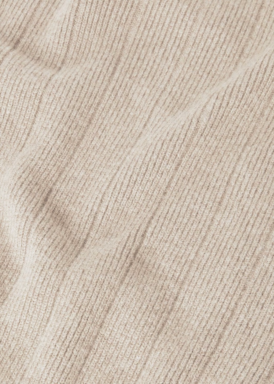 Cervatto Baby Cashmere com decote em V, renda marfim mesclada/noz-moscada. Veja mesclado.
