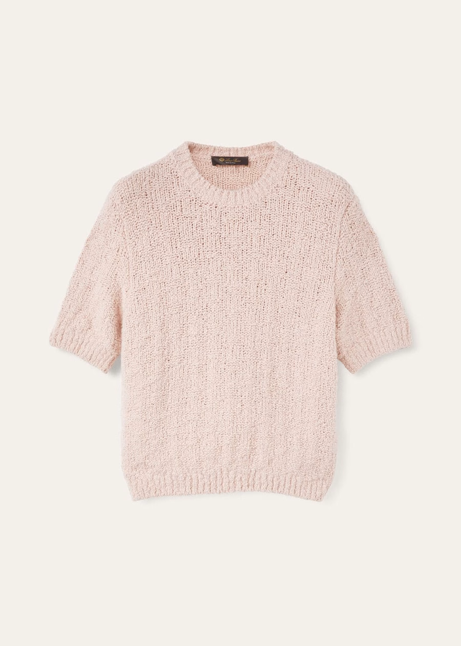 Suéter Folecchio de seda e cashmere com estampa de peônia prateada