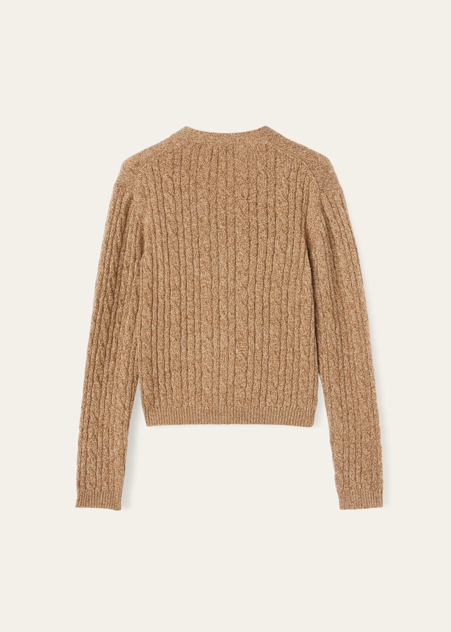 Cardigã Treccia Baby Cashmere Trigo Dourado/Gengibre Dourado