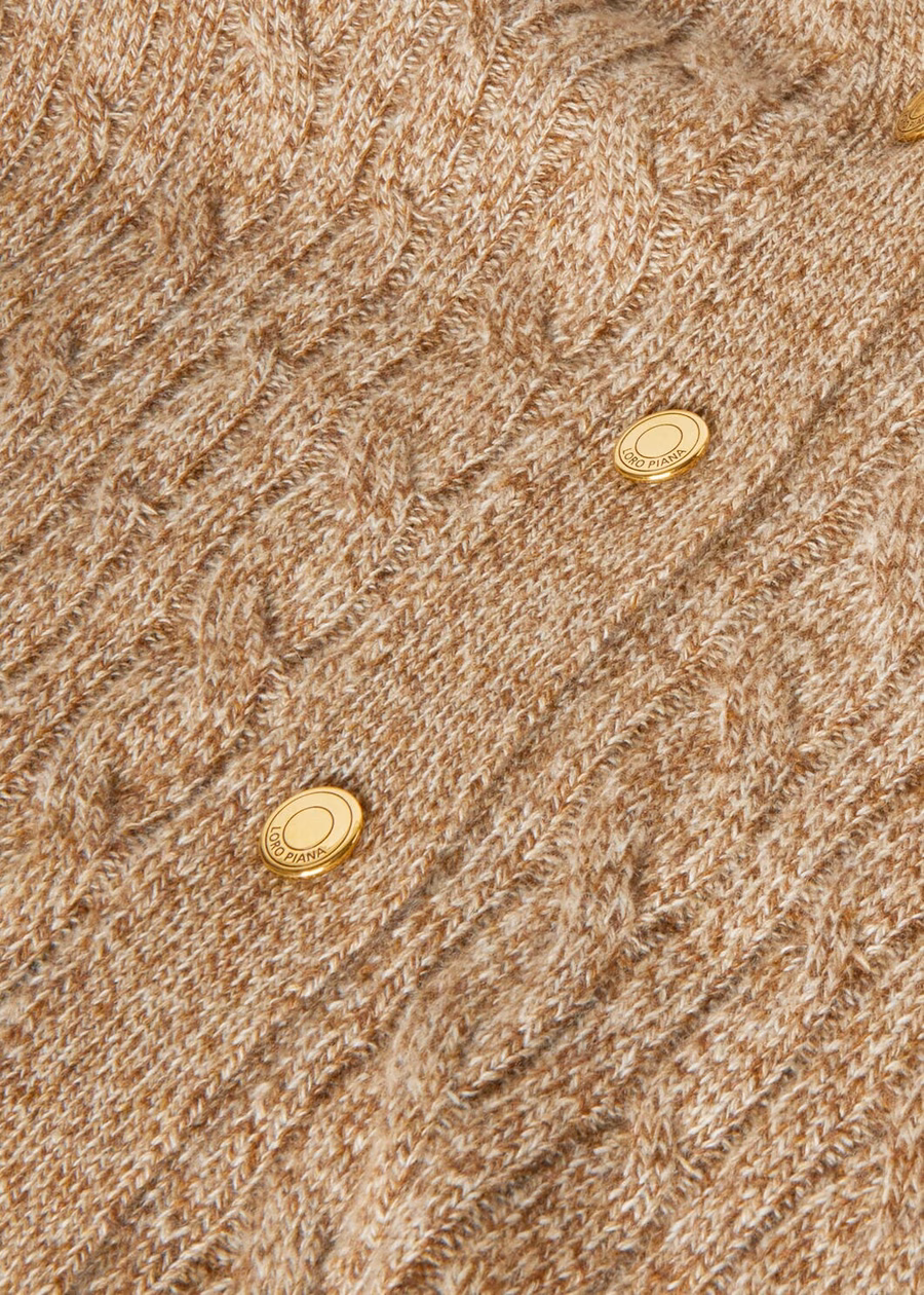 Cardigã Treccia Baby Cashmere Trigo Dourado/Gengibre Dourado