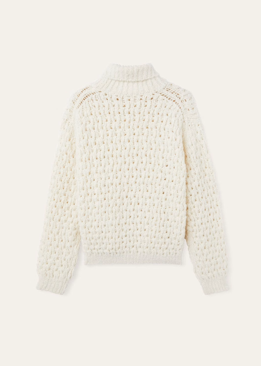 Gola alta envolvente em cashmere branco neve