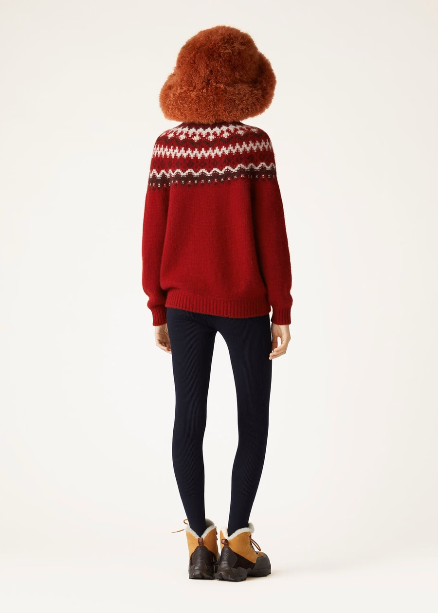 Gola alta Alpe Pile em cashmere vermelho brilhante/bordô mesclado