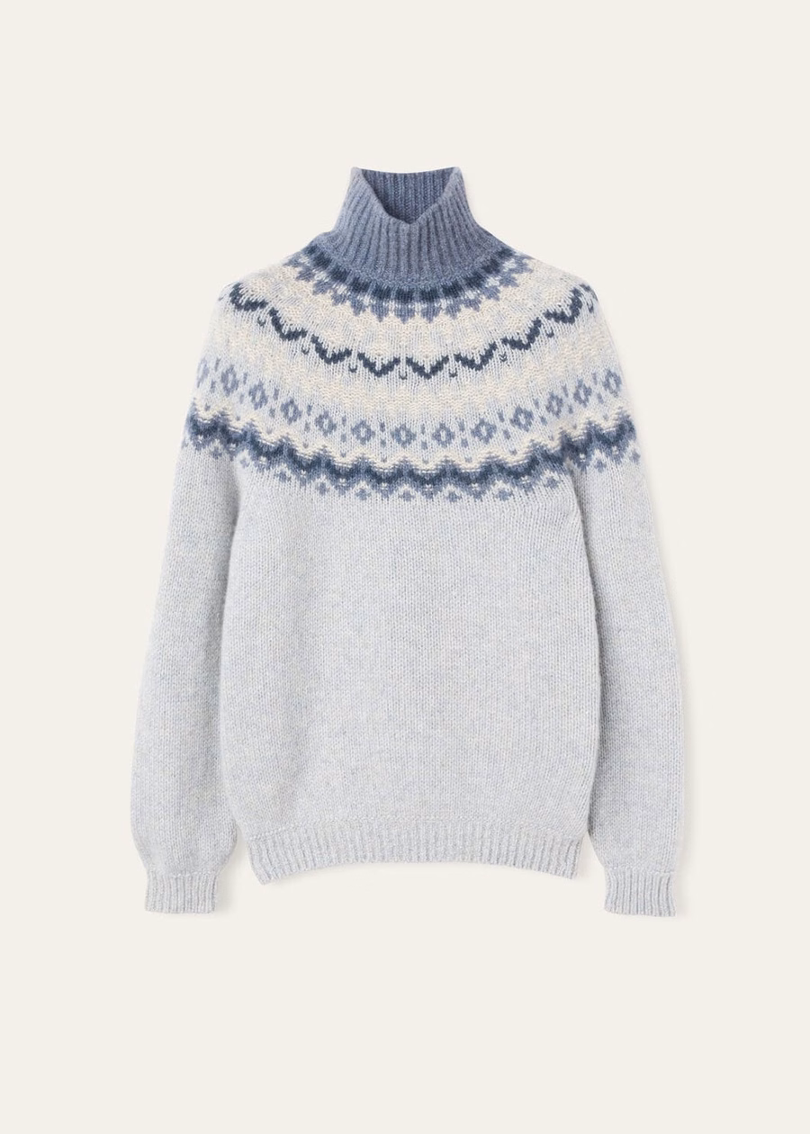 Gola alta Alpe Pile em cashmere Pearl Stone Melange/Seafoam Serenity
