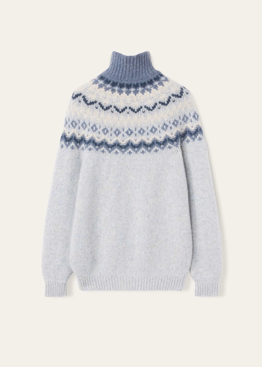 Gola alta Alpe Pile em cashmere Pearl Stone Melange/Seafoam Serenity