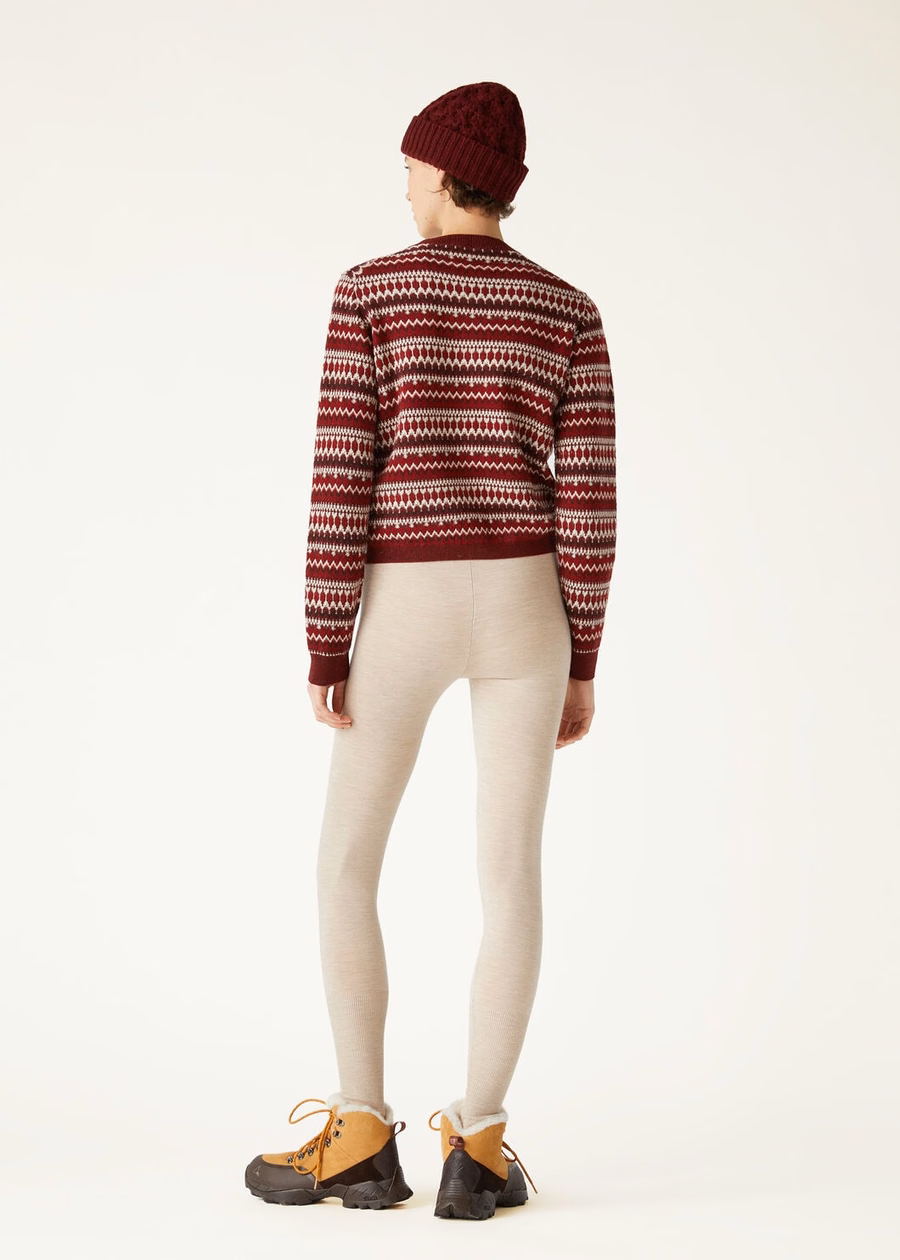 Casaco de malha Alpe Pile em cashmere, cor Weathering Steel/vermelho Candy Apple.