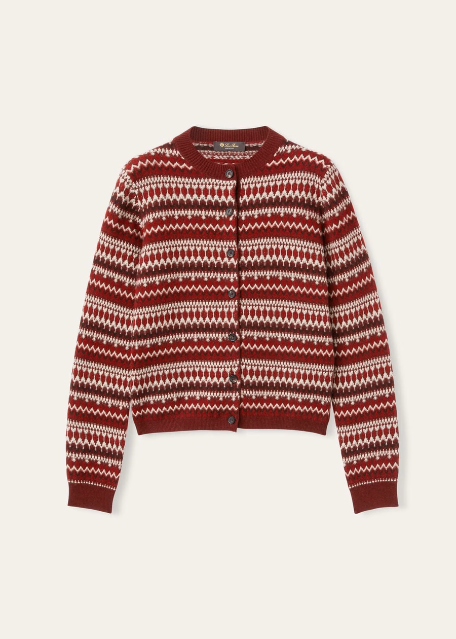 Casaco de malha Alpe Pile em cashmere, cor Weathering Steel/vermelho Candy Apple.