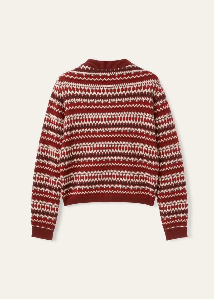 Casaco de malha Alpe Pile em cashmere, cor Weathering Steel/vermelho Candy Apple.