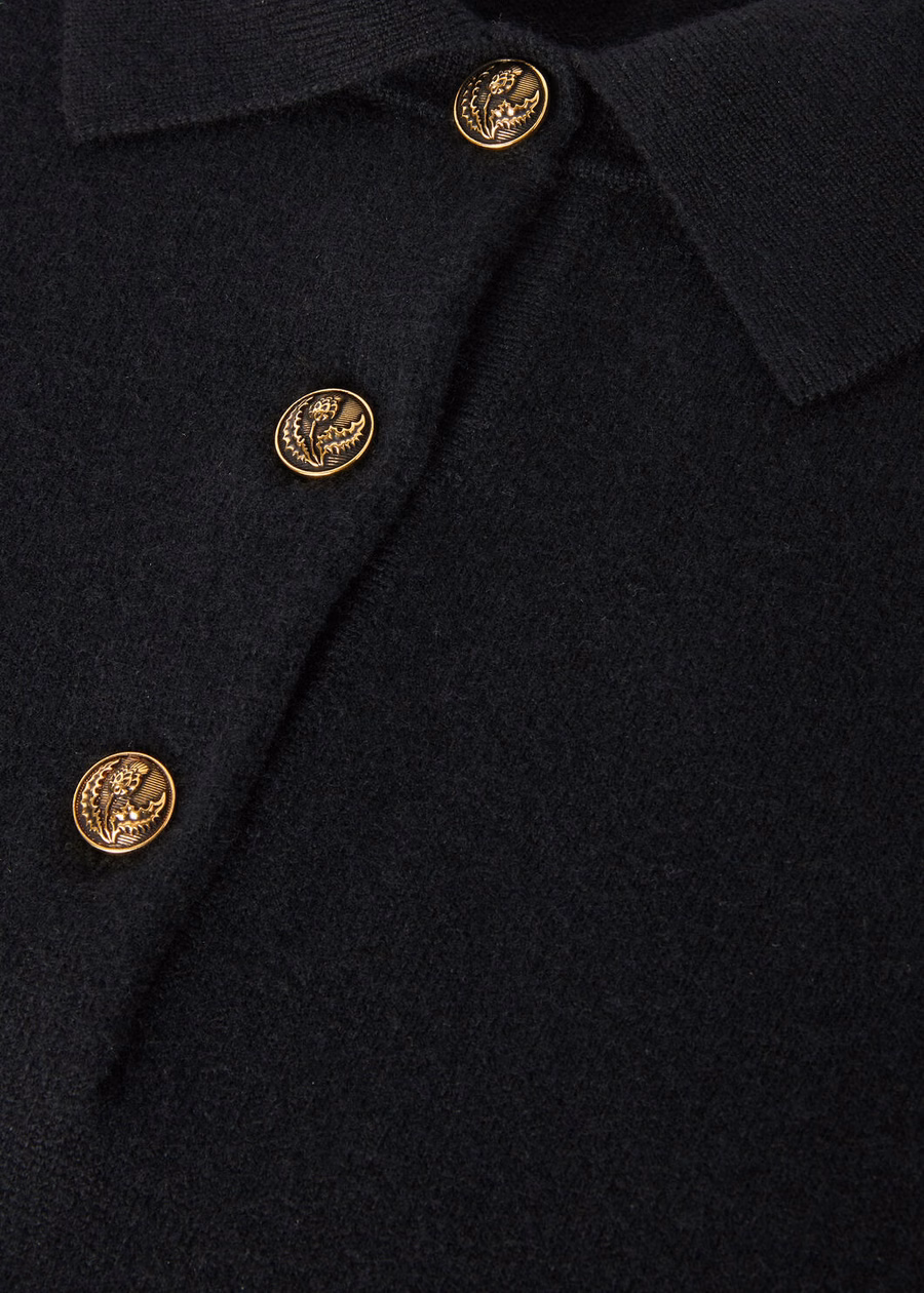 Polo clássica de cashmere para bebê, preta