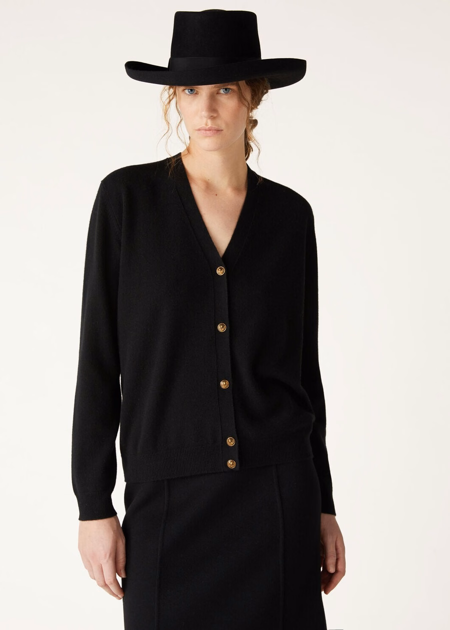 Casaquinho clássico de cashmere para bebê, preto