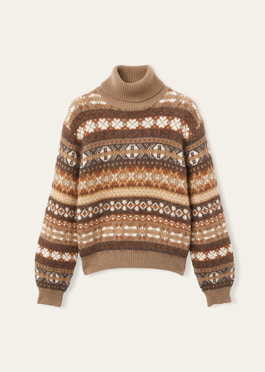 Scopello Gola Alta em Lã Virgem de Alpaca e Caxemira, nas cores Mocha Apimentado/Nogueira Escura