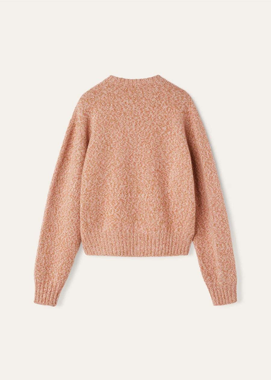 Mastallone Crewneck em lã virgem, cor giz/rosa areia