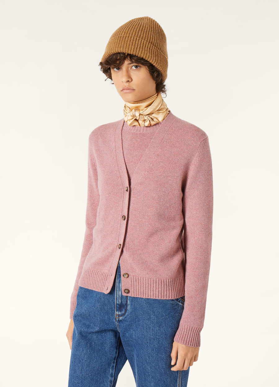 Cardigã Parksville Baby Cashmere com detalhes em roxo mesclado