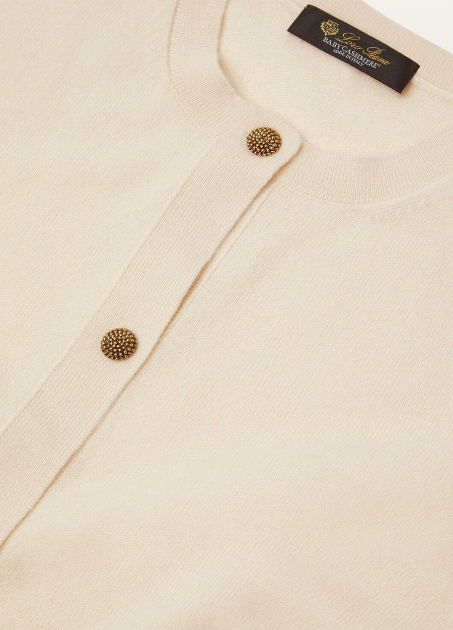 Cardigã clássico branco neve em cashmere para bebê