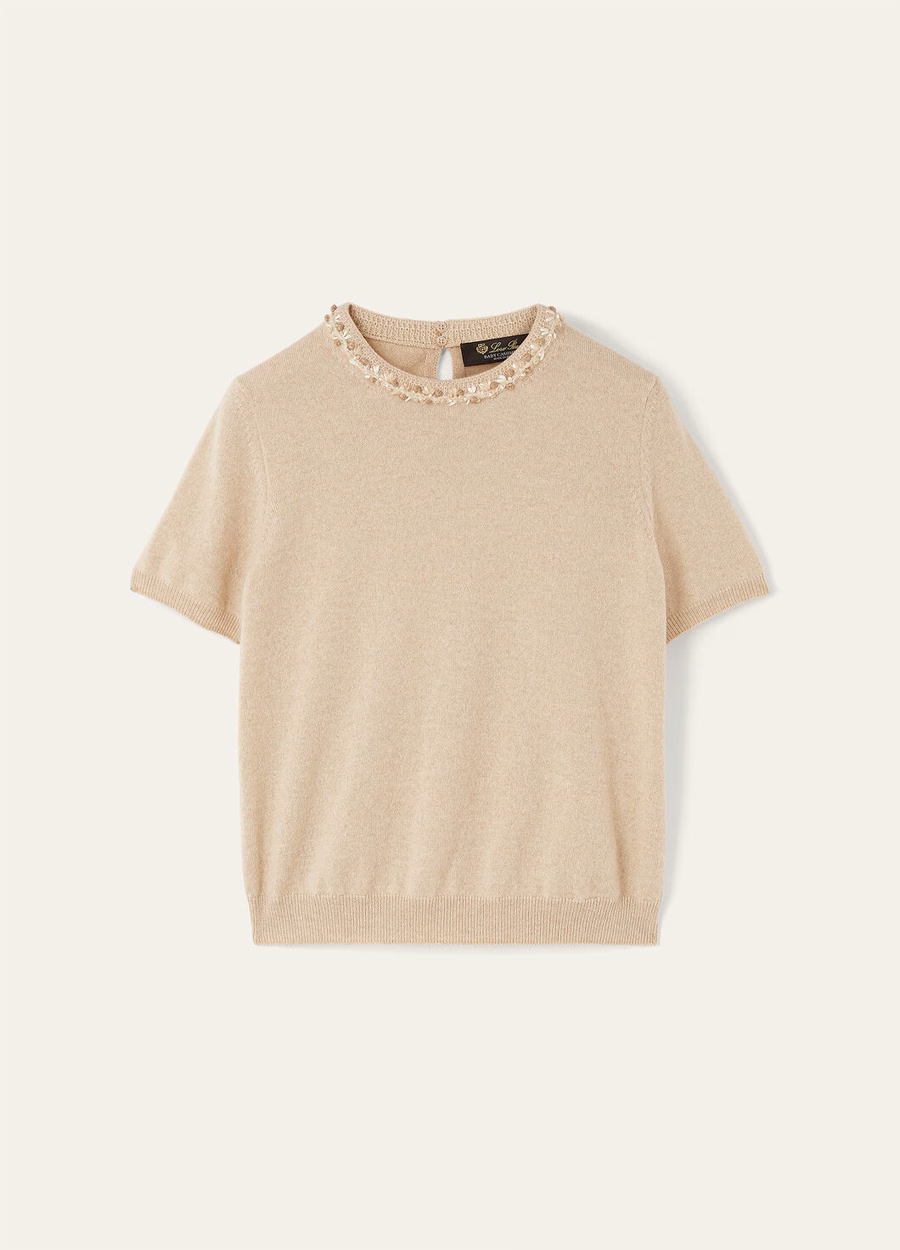 Camiseta clássica de cashmere para bebê, mescla natural.