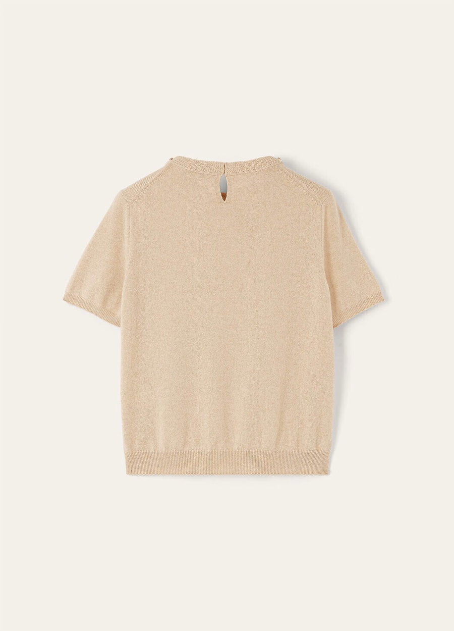 Camiseta clássica de cashmere para bebê, mescla natural.