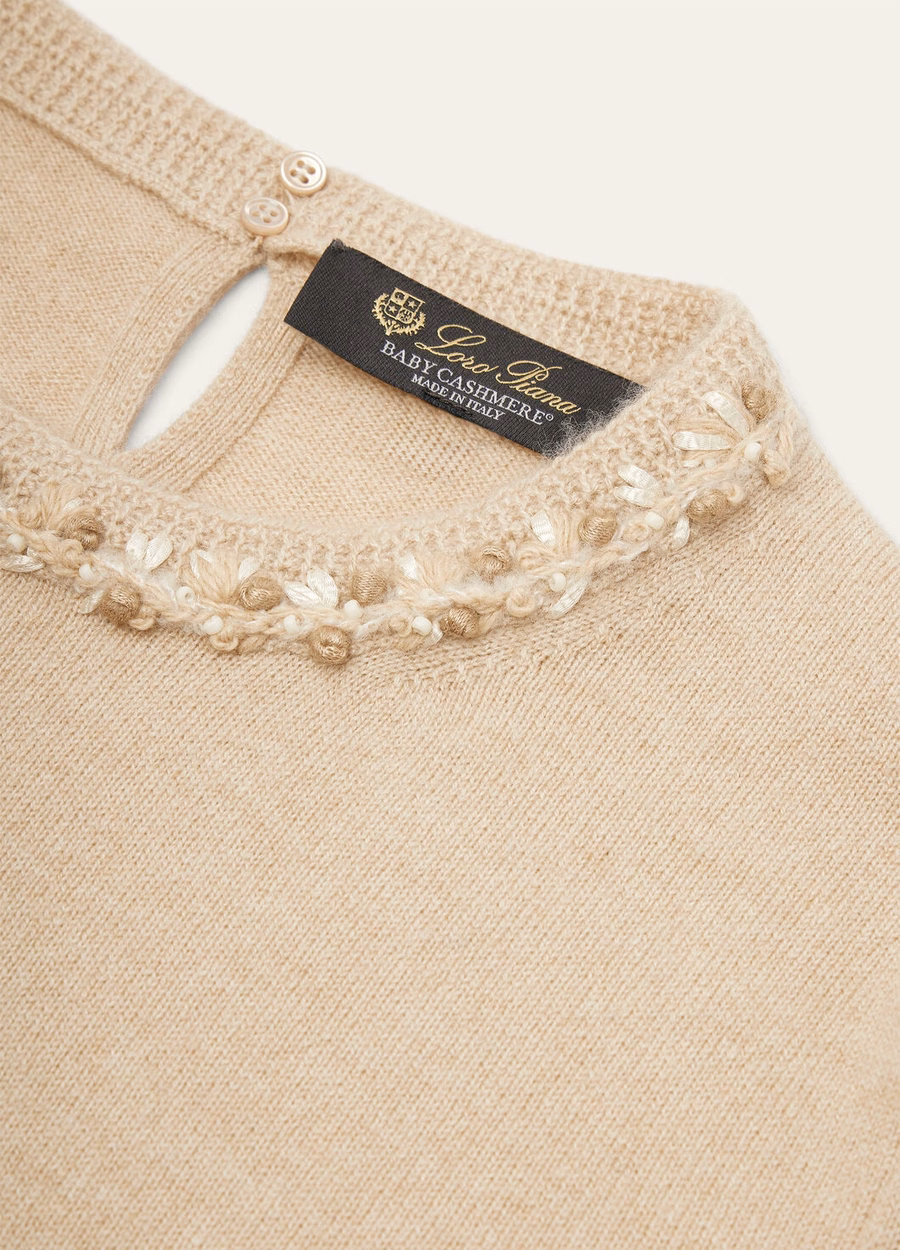 Camiseta clássica de cashmere para bebê, mescla natural.