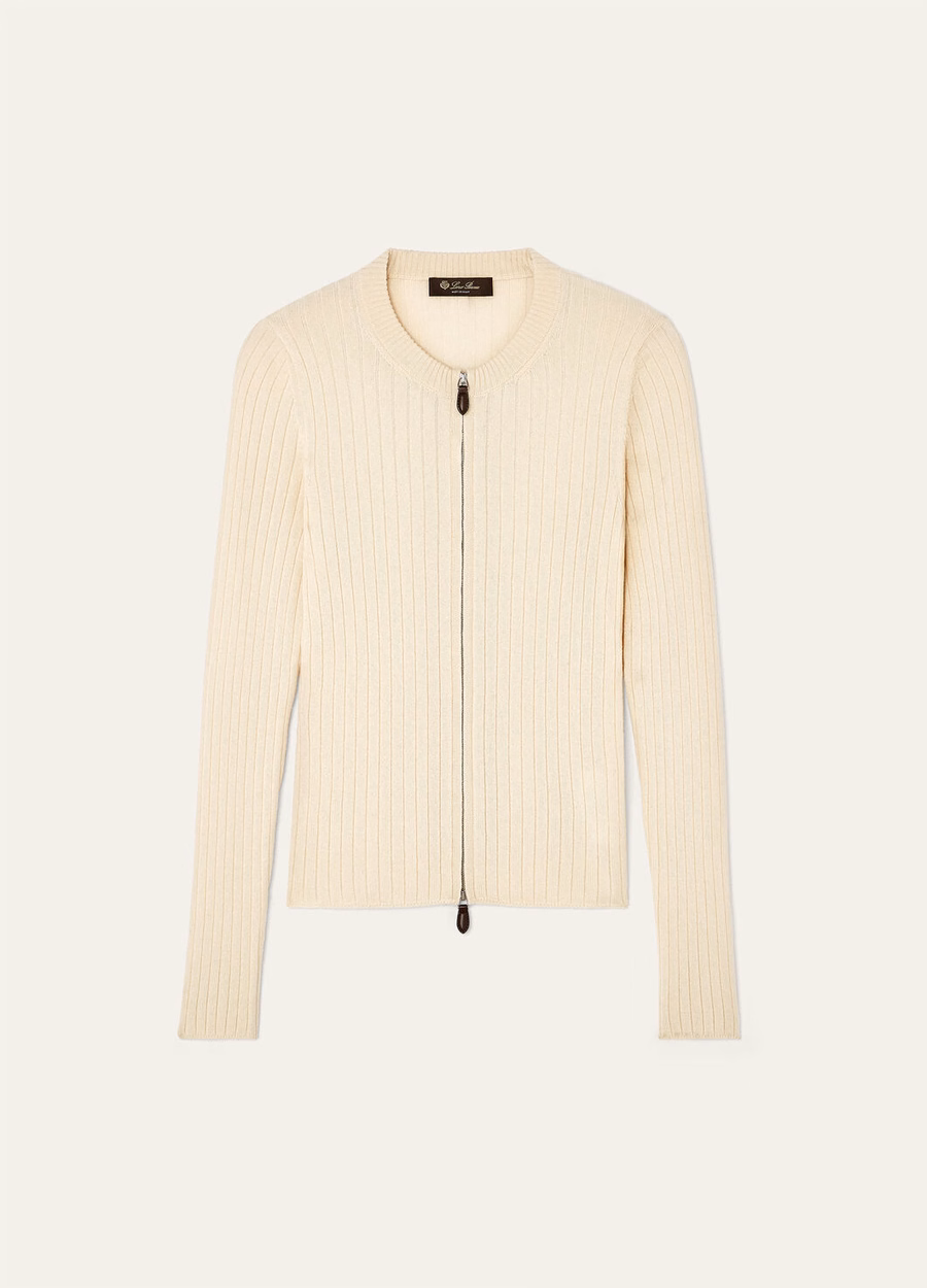 Suéter bomber de cashmere para bebê Coste, branco neve