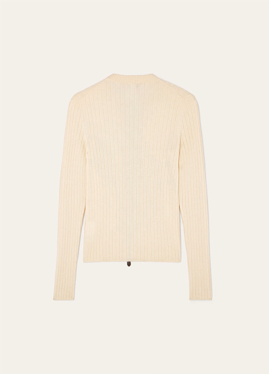 Suéter bomber de cashmere para bebê Coste, branco neve