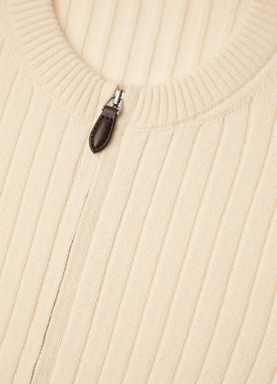 Suéter bomber de cashmere para bebê Coste, branco neve