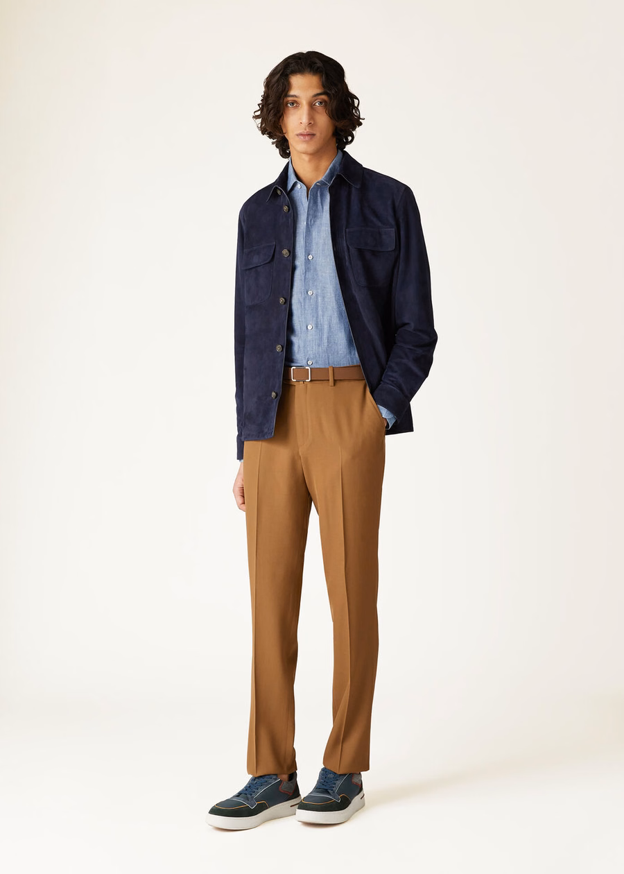 Sobretudo Loro Piana Kidskin Azul Escuro Muito Azul
