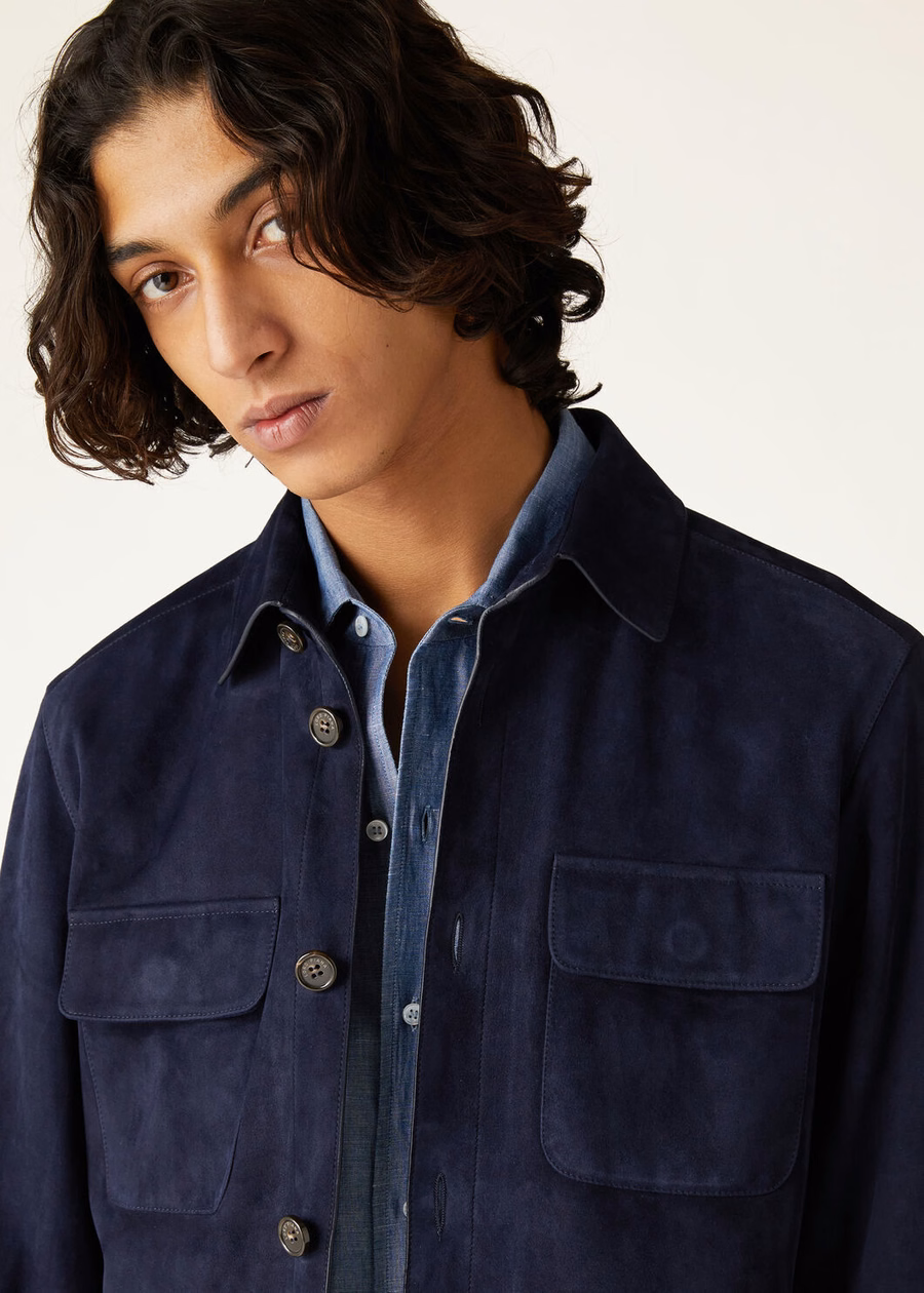 Sobretudo Loro Piana Kidskin Azul Escuro Muito Azul