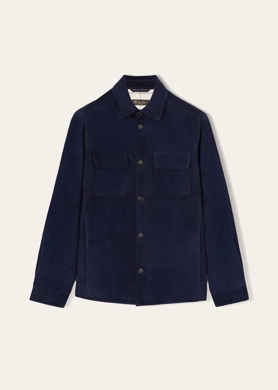 Sobretudo Loro Piana Kidskin Azul Escuro Muito Azul