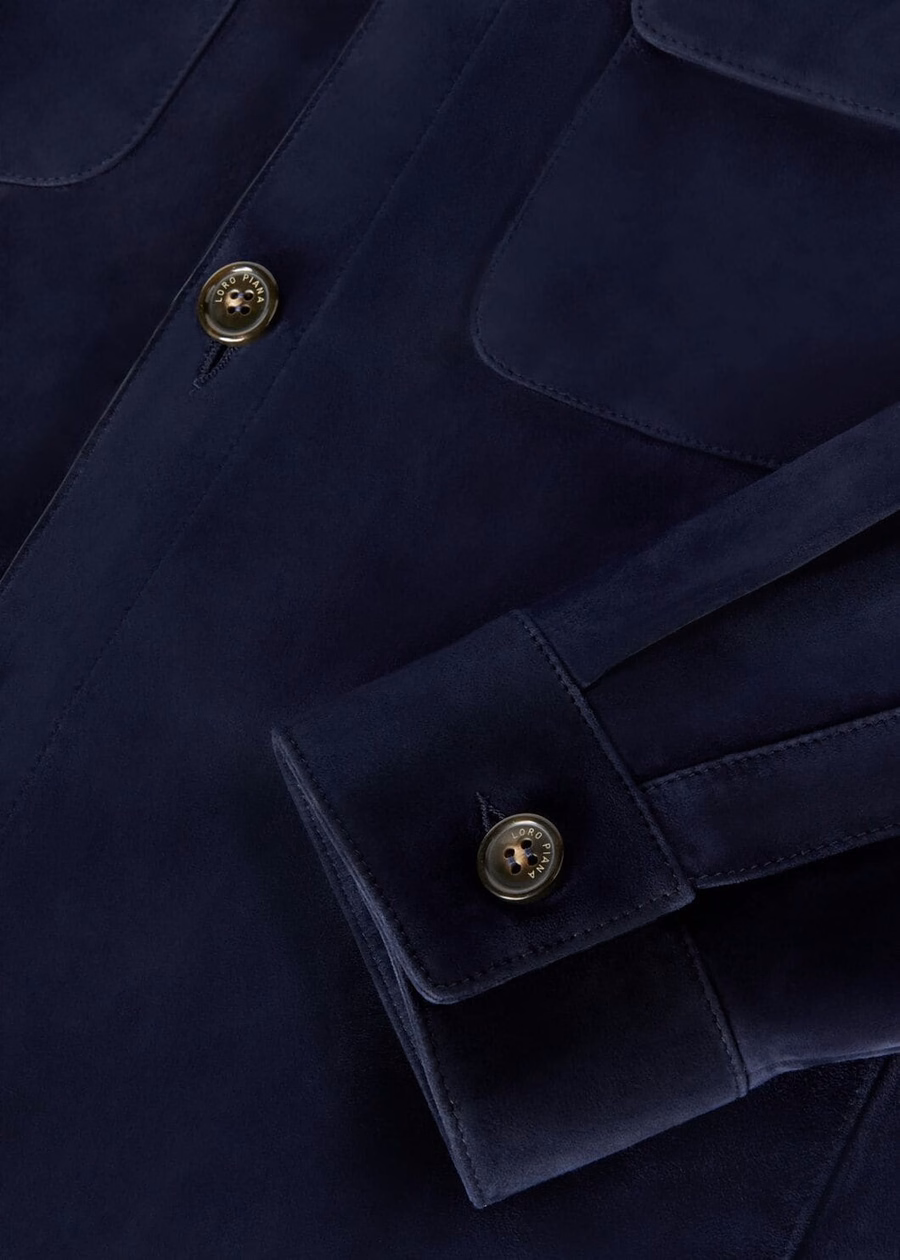 Sobretudo Loro Piana Kidskin Azul Escuro Muito Azul