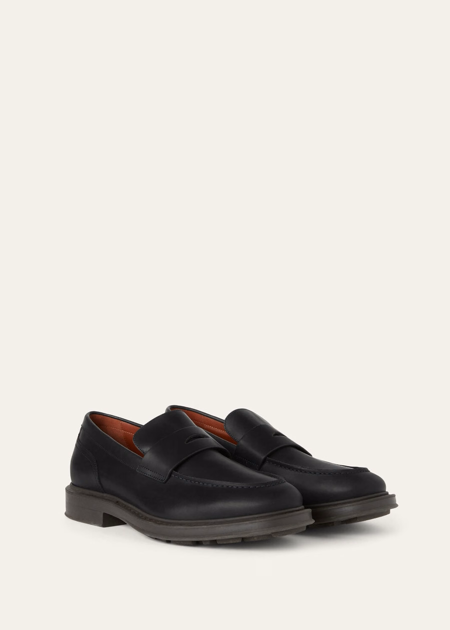 Mocassim Travis em couro de bezerro preto
