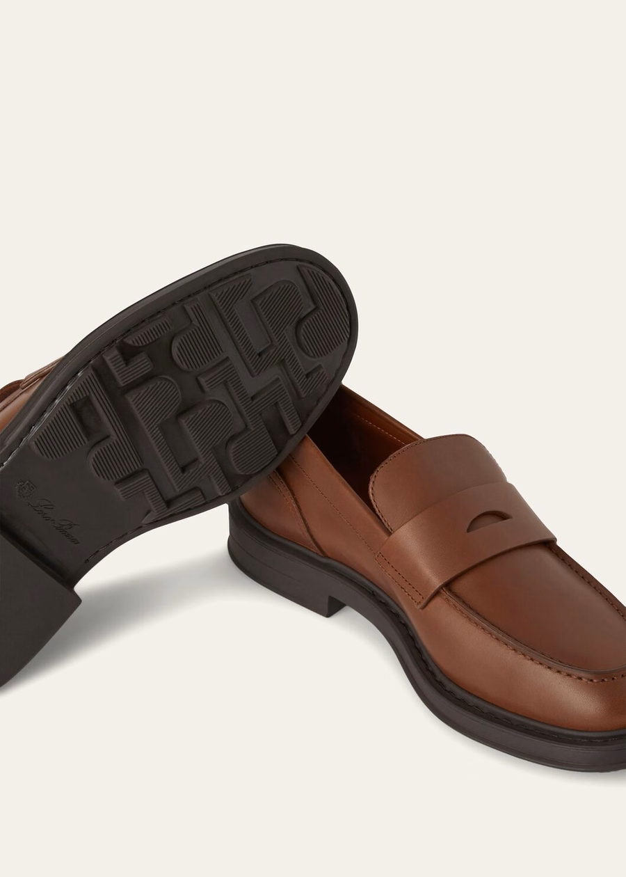 Mocassim Travis em couro de bezerro marrom Havana