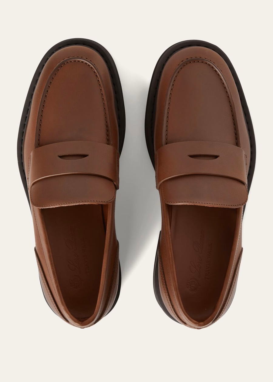Mocassim Travis em couro de bezerro marrom Havana