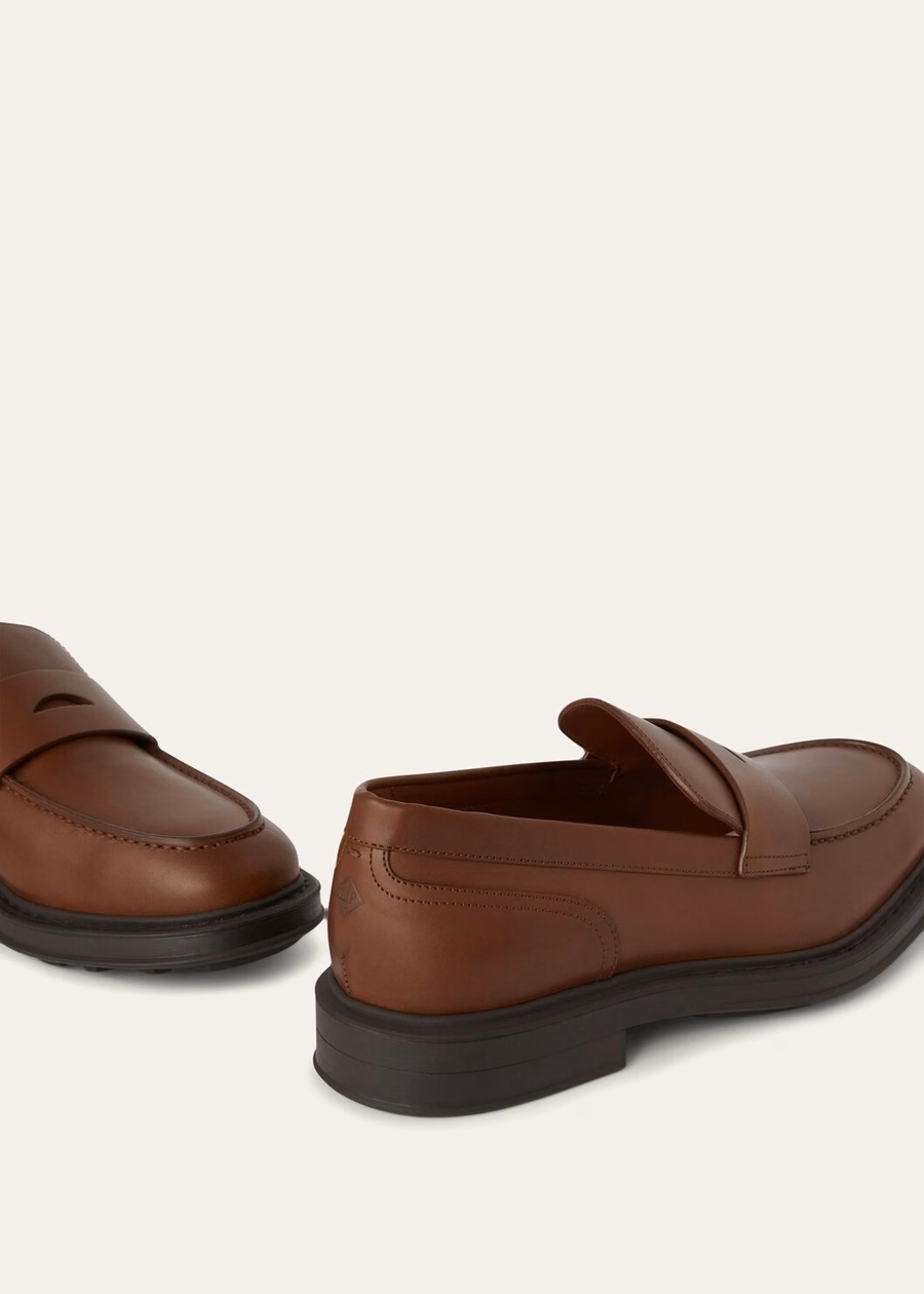 Mocassim Travis em couro de bezerro marrom Havana